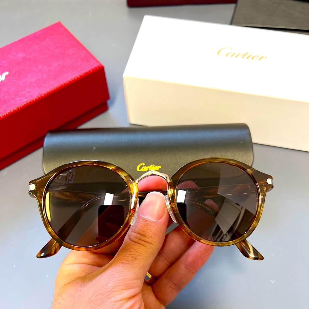 Cartier Brown framed round Sunglasses NWT